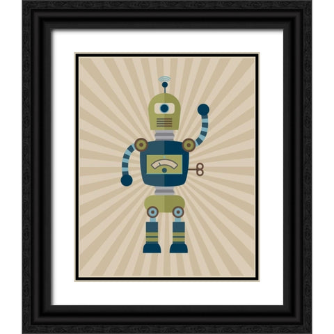 Robot II Black Ornate Wood Framed Art Print with Double Matting by Robinson, Tamara