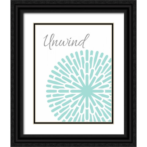 Unwind Aqua Grey Burst Black Ornate Wood Framed Art Print with Double Matting by Robinson, Tamara
