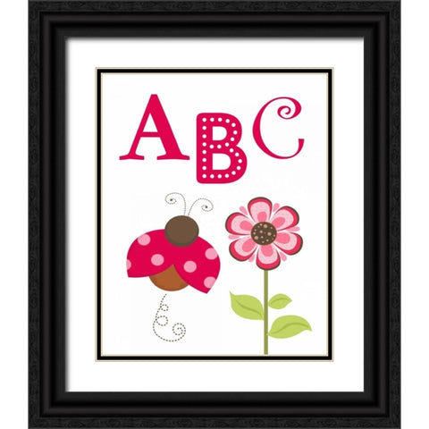 Ladybug ABC Black Ornate Wood Framed Art Print with Double Matting by Robinson, Tamara
