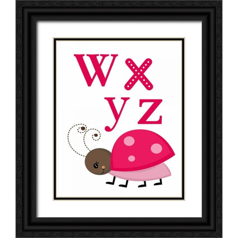 Ladybug WXYZ Black Ornate Wood Framed Art Print with Double Matting by Robinson, Tamara