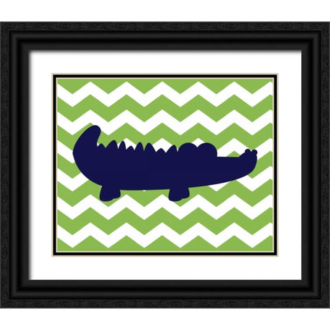 Chevron Alligator Black Ornate Wood Framed Art Print with Double Matting by Robinson, Tamara
