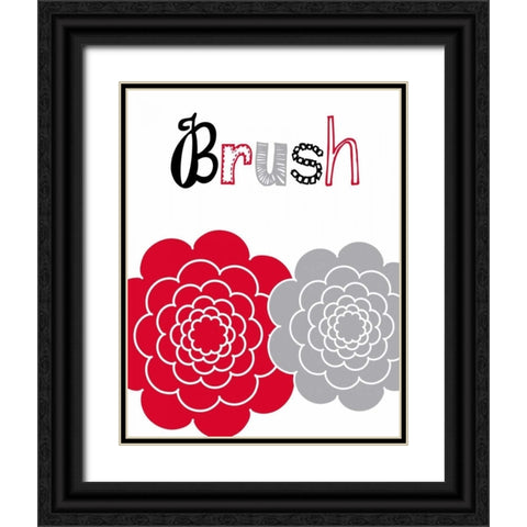 Flower Brush Rose Black Ornate Wood Framed Art Print with Double Matting by Robinson, Tamara