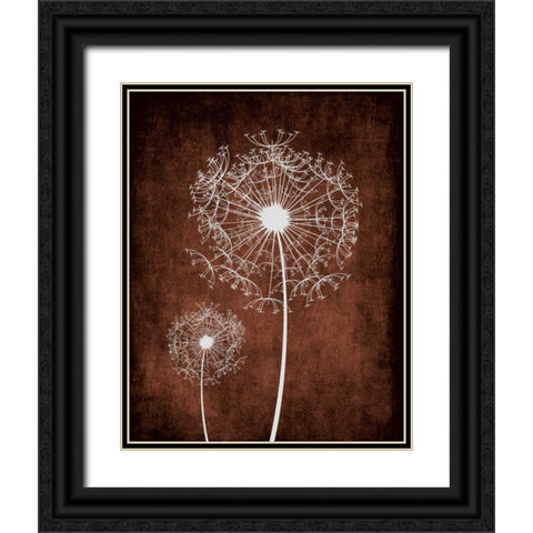 Dandelion on Brown Black Ornate Wood Framed Art Print with Double Matting by Robinson, Tamara