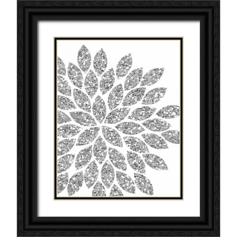 Silver Glitter Flower Black Ornate Wood Framed Art Print with Double Matting by Robinson, Tamara