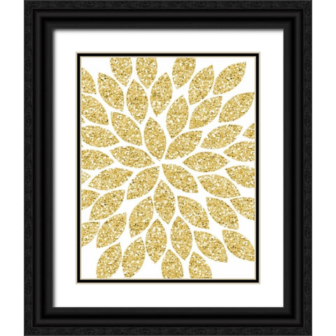 Gold Glitter Flower Black Ornate Wood Framed Art Print with Double Matting by Robinson, Tamara