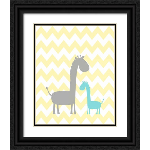 Chevron Giraffe Black Ornate Wood Framed Art Print with Double Matting by Robinson, Tamara