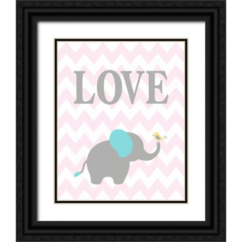 Chevron Elephant Black Ornate Wood Framed Art Print with Double Matting by Robinson, Tamara
