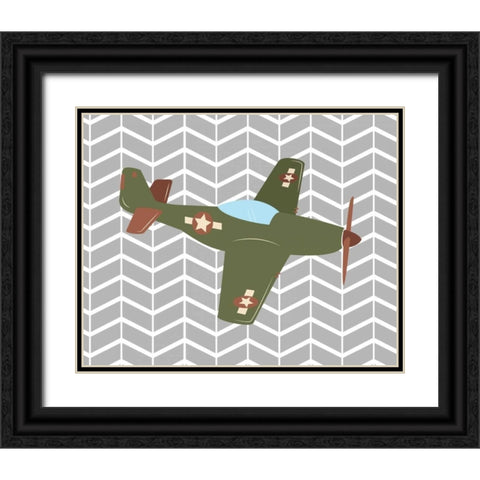 Plane III Black Ornate Wood Framed Art Print with Double Matting by Robinson, Tamara