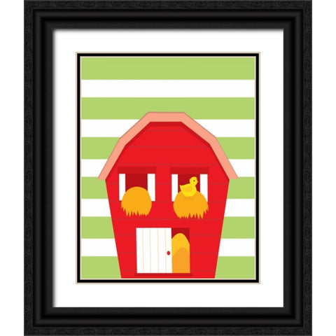 Barn Stripe Black Ornate Wood Framed Art Print with Double Matting by Robinson, Tamara