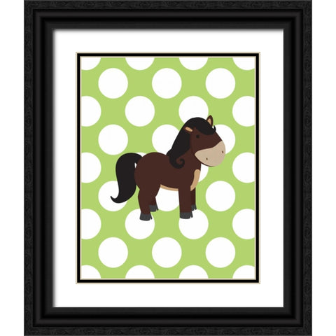 Horse Polka Dots Black Ornate Wood Framed Art Print with Double Matting by Robinson, Tamara