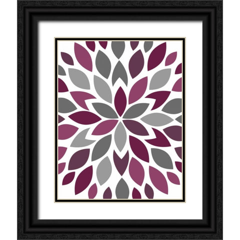 Flower Petal Burst III Black Ornate Wood Framed Art Print with Double Matting by Robinson, Tamara