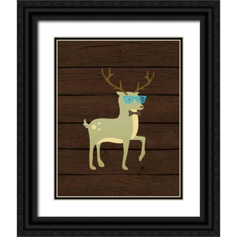 Hipster Deer Black Ornate Wood Framed Art Print with Double Matting by Robinson, Tamara