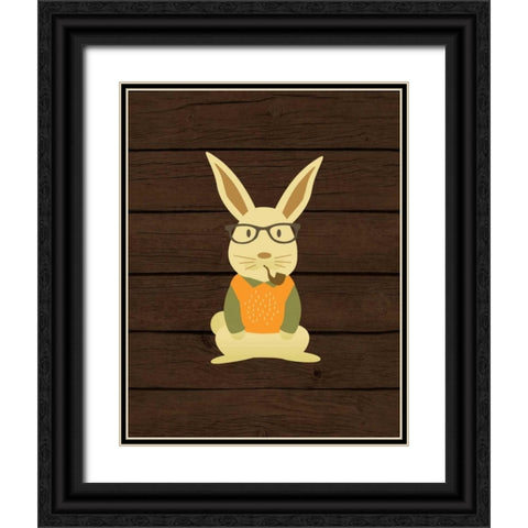 Hipster Bunny Black Ornate Wood Framed Art Print with Double Matting by Robinson, Tamara