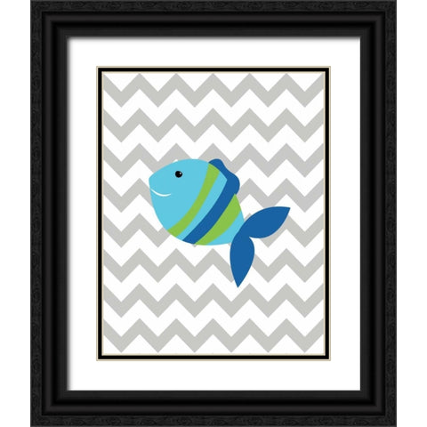 Chevron Fish Black Ornate Wood Framed Art Print with Double Matting by Robinson, Tamara