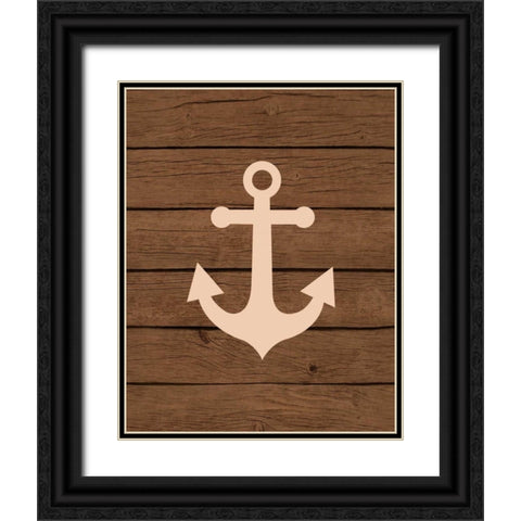 Nautical Wood Anchor Black Ornate Wood Framed Art Print with Double Matting by Robinson, Tamara