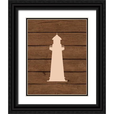 Nautical Wood Lighthouse Black Ornate Wood Framed Art Print with Double Matting by Robinson, Tamara