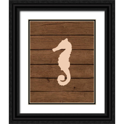 Nautical Wood Seahorse Black Ornate Wood Framed Art Print with Double Matting by Robinson, Tamara