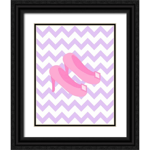 Chevron Princess Shoes Black Ornate Wood Framed Art Print with Double Matting by Robinson, Tamara