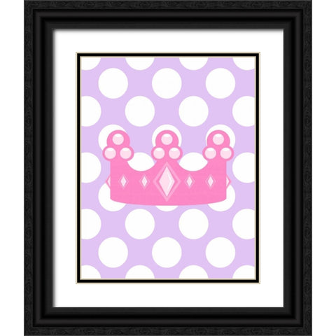 Princess Crown Polka Dots Black Ornate Wood Framed Art Print with Double Matting by Robinson, Tamara