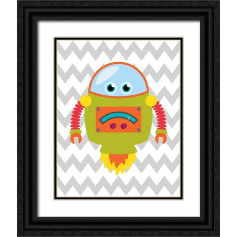Robot Chevron I Black Ornate Wood Framed Art Print with Double Matting by Robinson, Tamara