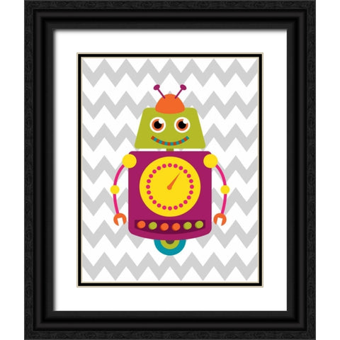 Robot Chevron II Black Ornate Wood Framed Art Print with Double Matting by Robinson, Tamara