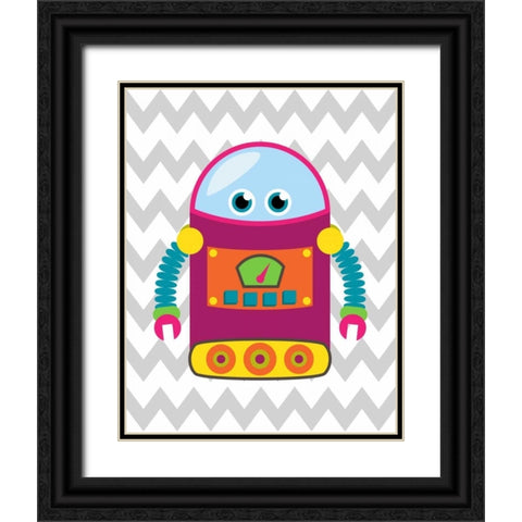 Robot Chevron VI Black Ornate Wood Framed Art Print with Double Matting by Robinson, Tamara