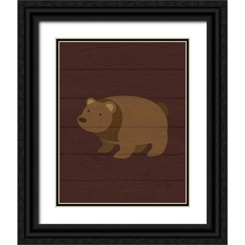 Woodland Bear Black Ornate Wood Framed Art Print with Double Matting by Robinson, Tamara