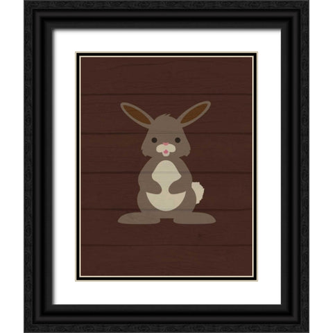 Woodland Bunny Black Ornate Wood Framed Art Print with Double Matting by Robinson, Tamara