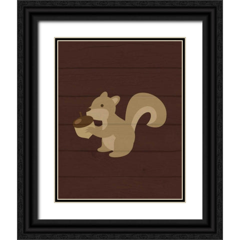 Woodland Squirrel Black Ornate Wood Framed Art Print with Double Matting by Robinson, Tamara