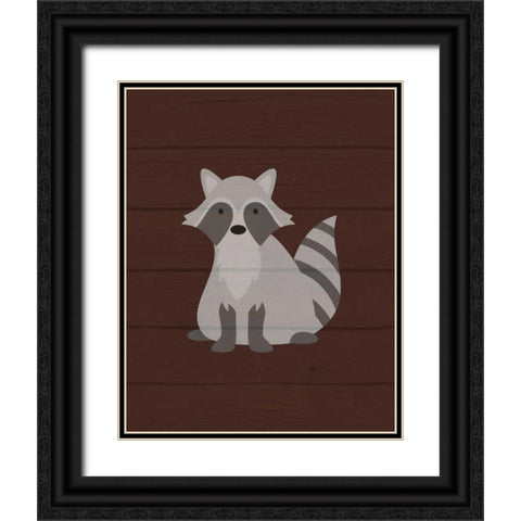 Woodland Raccoon Black Ornate Wood Framed Art Print with Double Matting by Robinson, Tamara