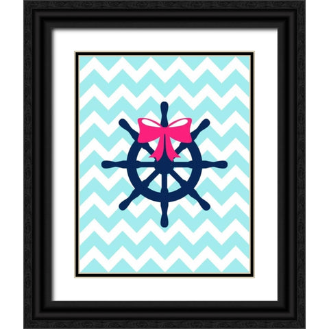 Wheel Bow Chevron Black Ornate Wood Framed Art Print with Double Matting by Robinson, Tamara