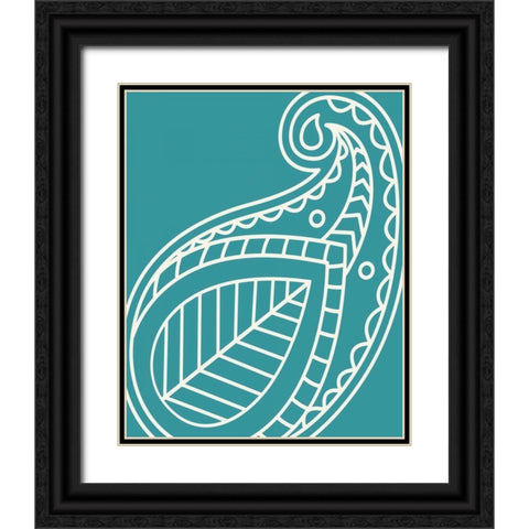 Paisley Feather II Black Ornate Wood Framed Art Print with Double Matting by Robinson, Tamara