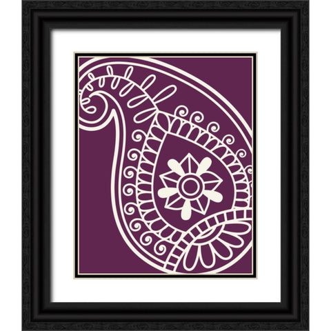 Paisley Feather IV Black Ornate Wood Framed Art Print with Double Matting by Robinson, Tamara