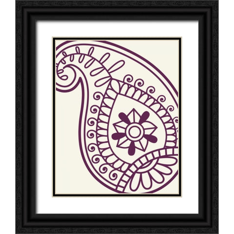 Paisley Feather V Black Ornate Wood Framed Art Print with Double Matting by Robinson, Tamara