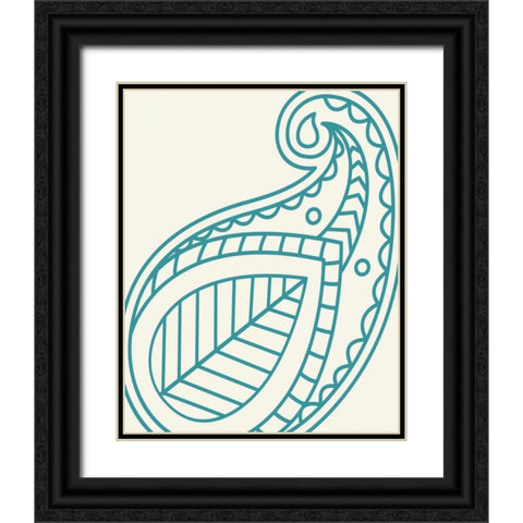 Paisley Feather VIII Black Ornate Wood Framed Art Print with Double Matting by Robinson, Tamara