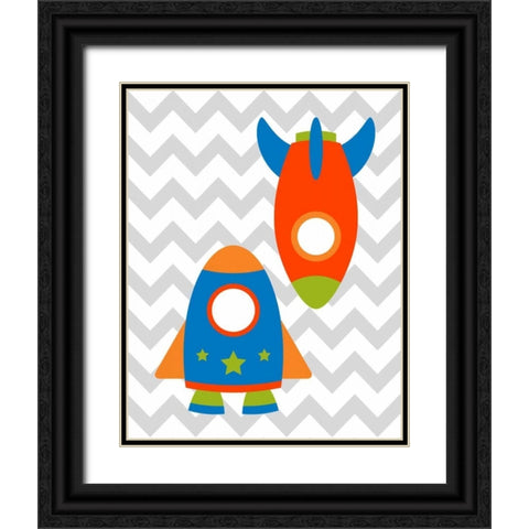 Chevron Rocket II Black Ornate Wood Framed Art Print with Double Matting by Robinson, Tamara