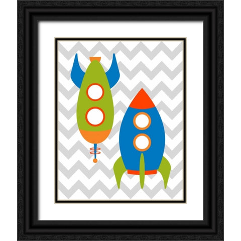 Chevron Rocket IV Black Ornate Wood Framed Art Print with Double Matting by Robinson, Tamara