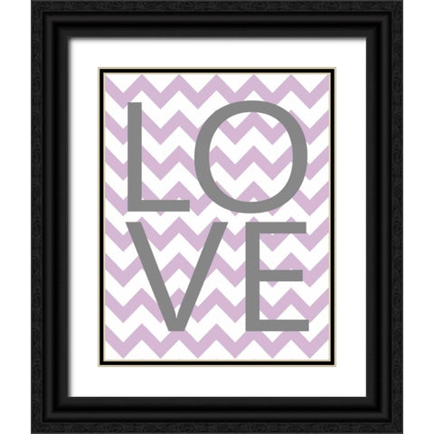 Love Chevron Black Ornate Wood Framed Art Print with Double Matting by Robinson, Tamara