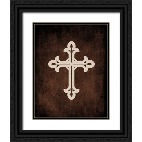 Cross Grunge I Black Ornate Wood Framed Art Print with Double Matting by Robinson, Tamara