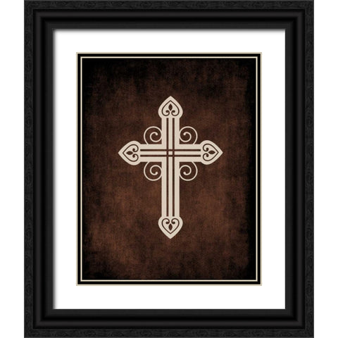 Cross Grunge II Black Ornate Wood Framed Art Print with Double Matting by Robinson, Tamara