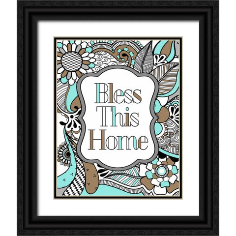 Bless This Home Color Black Ornate Wood Framed Art Print with Double Matting by Robinson, Tamara