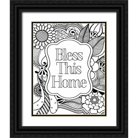 Bless This Home Black Ornate Wood Framed Art Print with Double Matting by Robinson, Tamara