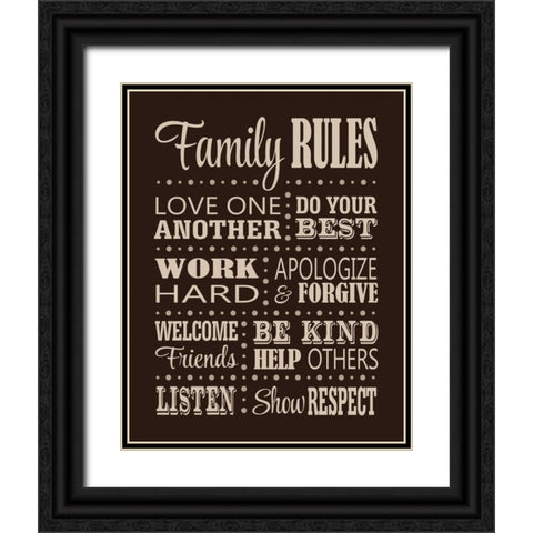 Family Rules Black Ornate Wood Framed Art Print with Double Matting by Robinson, Tamara