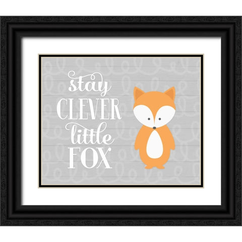 Stay Clever Fox Black Ornate Wood Framed Art Print with Double Matting by Robinson, Tamara