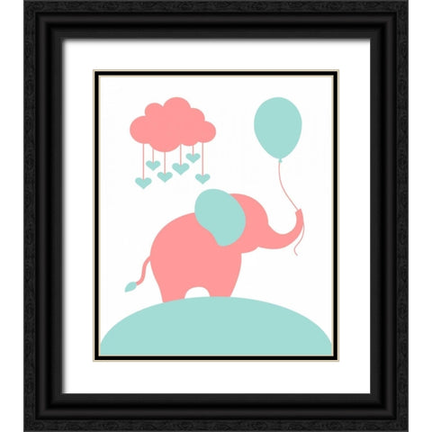 Elephant Black Ornate Wood Framed Art Print with Double Matting by Robinson, Tamara