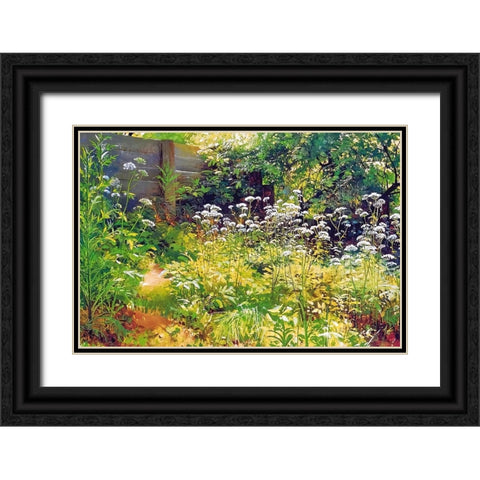Garden Corner Black Ornate Wood Framed Art Print with Double Matting by Dundon, Denise