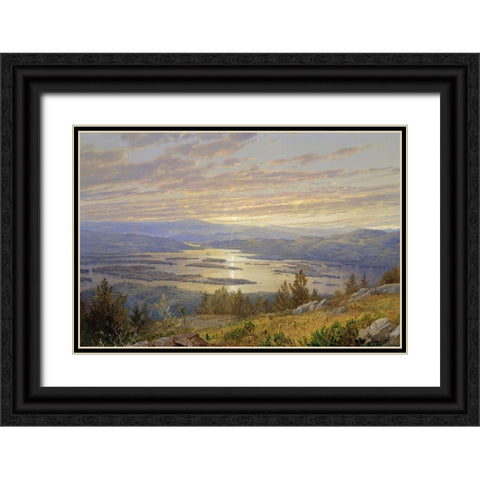 Lake Squam Black Ornate Wood Framed Art Print with Double Matting by Dundon, Denise