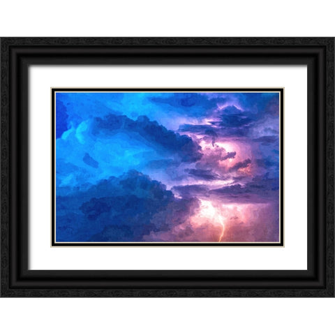 Thunderstorm at Night Black Ornate Wood Framed Art Print with Double Matting by Dundon, Denise