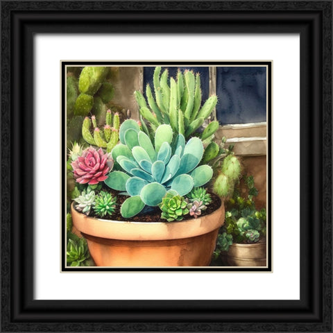 Cacti and Succulents II Black Ornate Wood Framed Art Print with Double Matting by Dundon, Denise