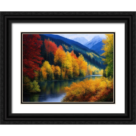 Autumn Vista III Black Ornate Wood Framed Art Print with Double Matting by Dundon, Denise